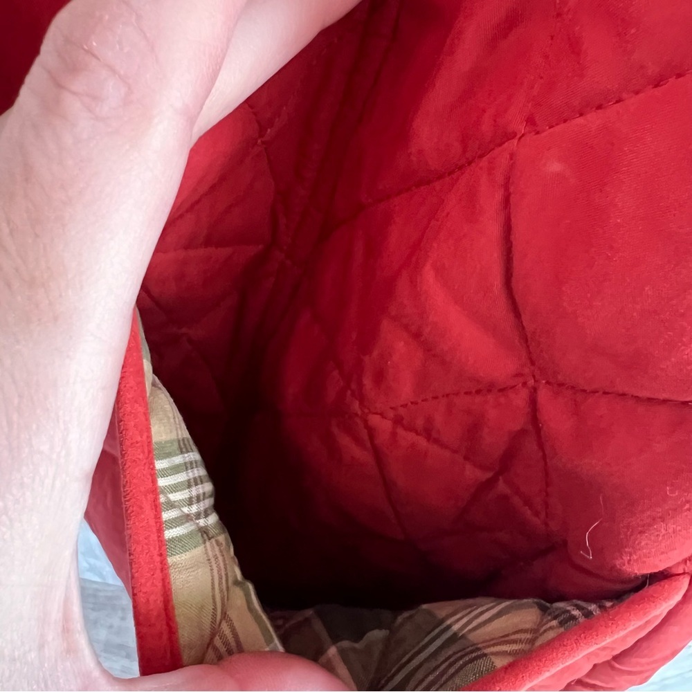 L.L. Bean Women's Quilted Red Chore Barn Utility Jacket Plaid Lined New Large - Picture 3 of 5